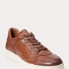 Brown Men’s Ralph Lauren Court Leather Sneakers