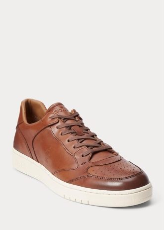 Brown Men’s Ralph Lauren Court Leather Sneakers