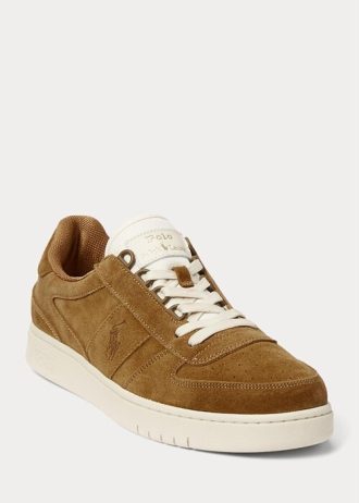 Brown Men’s Ralph Lauren Court Suede Low-Top Sneakers