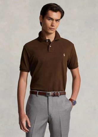 Brown Men’s Ralph Lauren Custom Slim Fit Mesh Polo Shirts