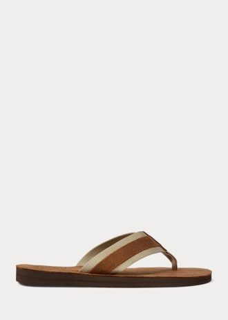 Brown Men’s Ralph Lauren Grosgrain-Trim Suede Flip Flops Brown Men’s Ralph Lauren Grosgrain-Trim Suede Flip Flops