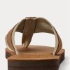 Brown Men’s Ralph Lauren Grosgrain-Trim Suede Flip Flops