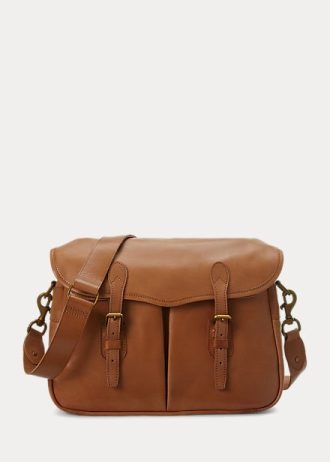 Brown Men’s Ralph Lauren Heritage Leather Messenger Bags