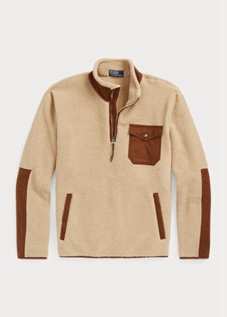 Brown Men’s Ralph Lauren Hybrid Quarter-zip Pullover  Sweatshirt