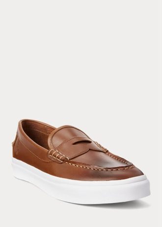 Brown Men’s Ralph Lauren Keaton Leather Penny Loafers