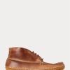 Brown Men’s Ralph Lauren Leather Chukka-Style Moccasin Boots