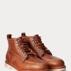 Brown Men’s Ralph Lauren Leather Lace-Up Boots