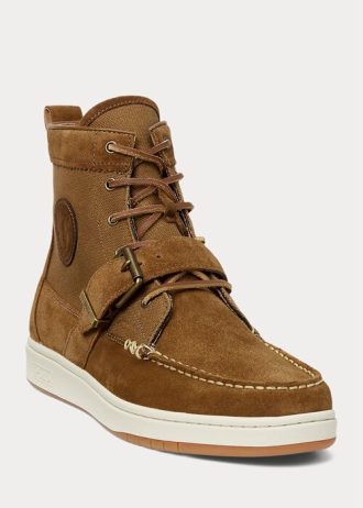 Brown Men’s Ralph Lauren Ranger Nubuck & Canvas Sneakers
