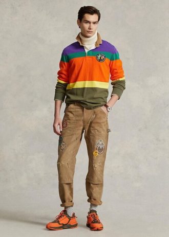 Brown Men’s Ralph Lauren Relaxed Fit Distressed Canvas  Pants