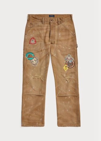 Brown Men’s Ralph Lauren Relaxed Fit Distressed Canvas  Pants