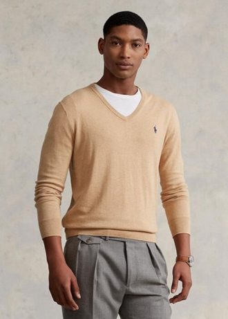 Brown Men’s Ralph Lauren Slim Fit Textured Cotton Jumper Sweaters Brown Men’s Ralph Lauren Slim Fit Textured Cotton Jumper Sweaters
