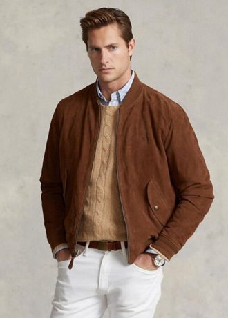 Brown Men’s Ralph Lauren Suede Bomber   Jackets