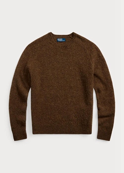 Brown Men’s Ralph Lauren Suede-patch Wool Crewneck Jumper Sweaters Brown Men’s Ralph Lauren Suede-patch Wool Crewneck Jumper Sweaters