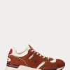 Brown Men’s Ralph Lauren Trackster 200 Suede & Mesh Sneakers