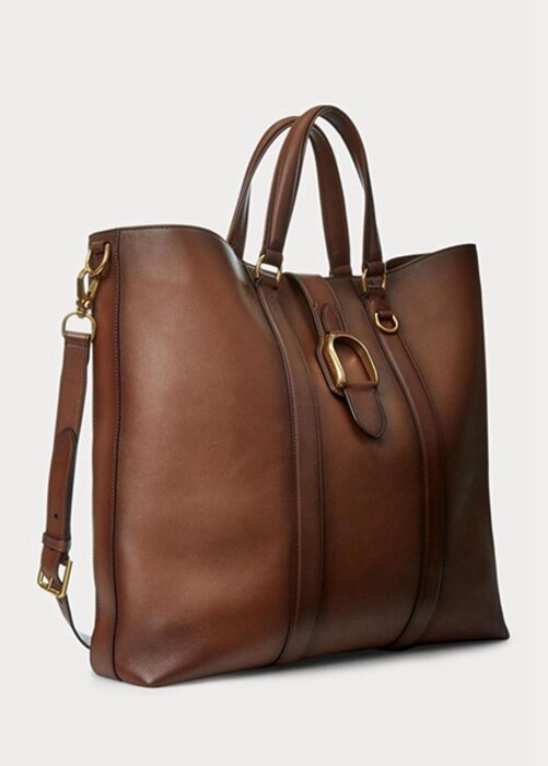 Brown Men’s Ralph Lauren Welington Burnished Calfskin Tote Bags Brown Men’s Ralph Lauren Welington Burnished Calfskin Tote Bags