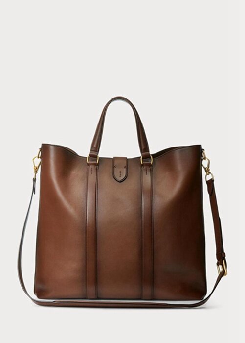 Brown Men’s Ralph Lauren Welington Burnished Calfskin Tote Bags Brown Men’s Ralph Lauren Welington Burnished Calfskin Tote Bags