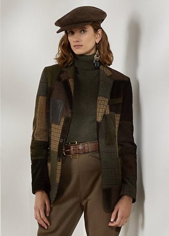 Brown / Olive Women’s Ralph Lauren Hailey Patchwork Tweed Jackets