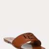 Brown Women’s Ralph Lauren Andela Burnished Calfskin Sandals
