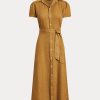 Brown Women’s Ralph Lauren Belted Linen Short- Dress