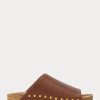 Brown Women’s Ralph Lauren Calfskin Leather Rivet Sandals
