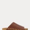 Brown Women’s Ralph Lauren Calfskin Leather Rivet Sandals
