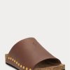 Brown Women’s Ralph Lauren Calfskin Leather Rivet Sandals