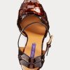 Brown Women’s Ralph Lauren Callahan Patent Calfskin Sandals