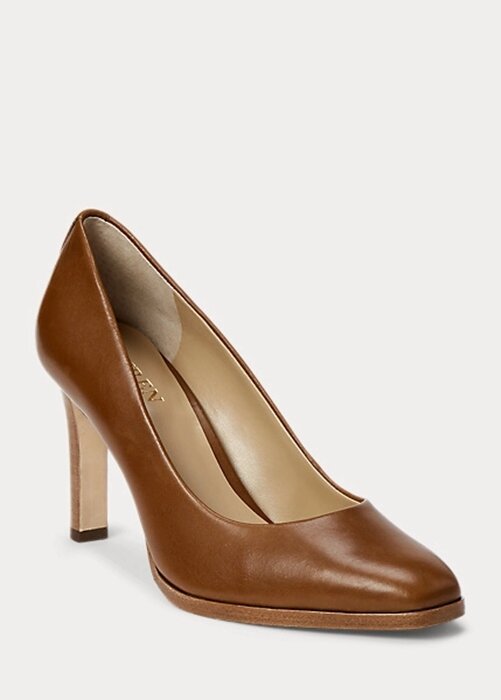 Brown Women’s Ralph Lauren Camila Burnished Leather Heels Brown Women’s Ralph Lauren Camila Burnished Leather Heels