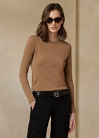 Brown Women’s Ralph Lauren Cashmere Crewneck Sweaters