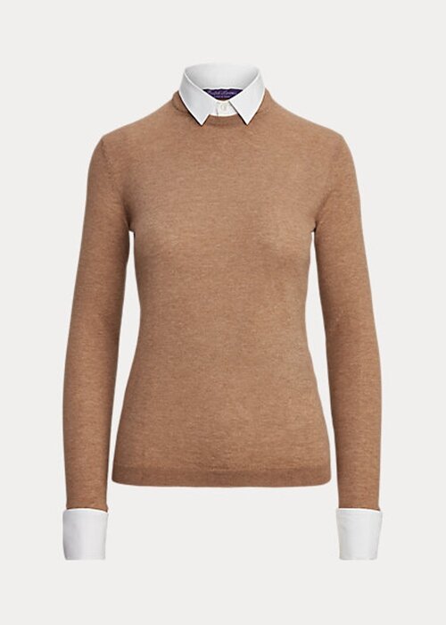 Brown Women’s Ralph Lauren Collared Cashmere Sweaters Brown Women’s Ralph Lauren Collared Cashmere Sweaters