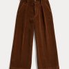 Brown Women’s Ralph Lauren Cropped Corduroy Wide-Leg Pants