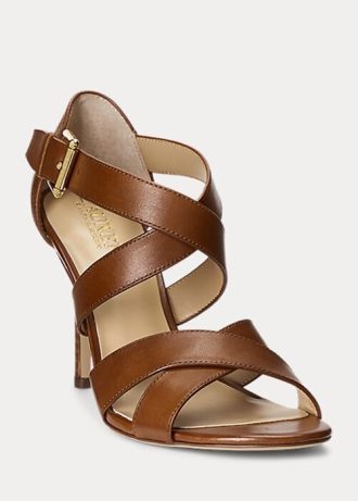 Brown Women’s Ralph Lauren Gisella Burnished Leather Heels