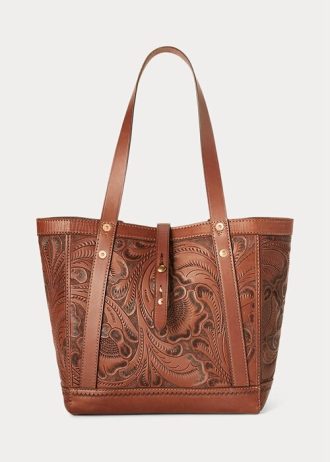 brown women s ralph lauren hand tooled leather tote bags 1 330x462 - Brown Women's Ralph Lauren Hand-Tooled Leather Tote Bags