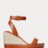 Brown Women’s Ralph Lauren Hilarie Leather Espadrille