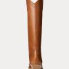 Brown Women’s Ralph Lauren Jaelynne Burnished Calfskin Tall Boots