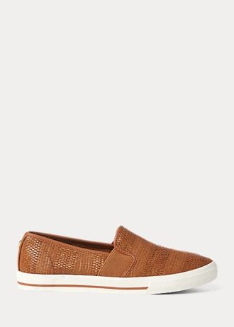 Brown Women’s Ralph Lauren Jinny Woven Slip-On Sneakers