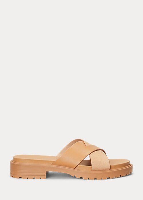 Brown Women’s Ralph Lauren Kelsie Nappa Leather & Suede Sandals Brown Women’s Ralph Lauren Kelsie Nappa Leather & Suede Sandals