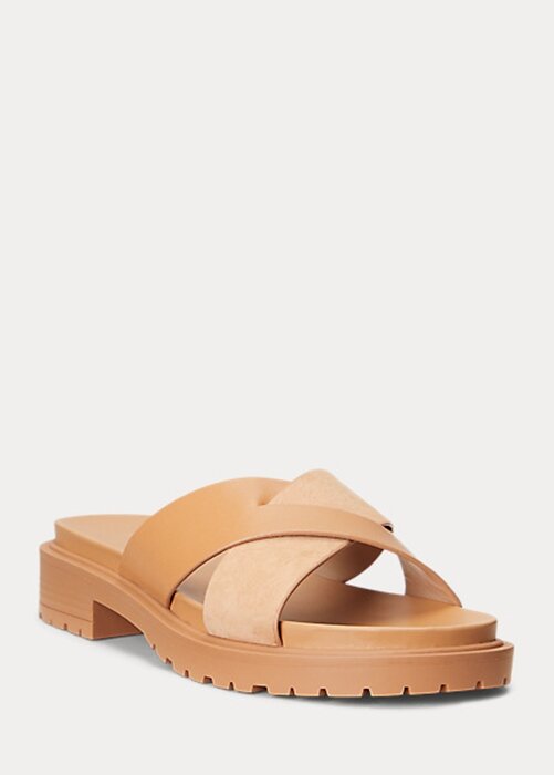 Brown Women’s Ralph Lauren Kelsie Nappa Leather & Suede Sandals Brown Women’s Ralph Lauren Kelsie Nappa Leather & Suede Sandals