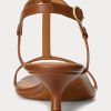 Brown Women’s Ralph Lauren Lambskin Kitten-Heel Sandals