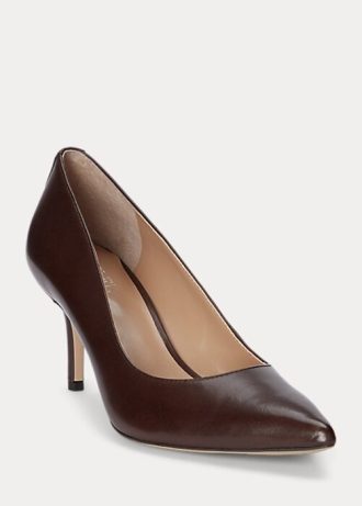 Brown Women’s Ralph Lauren Lanette Burnished Leather Heels