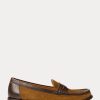 Brown Women’s Ralph Lauren Leather-Trim Suede Penny Loafers