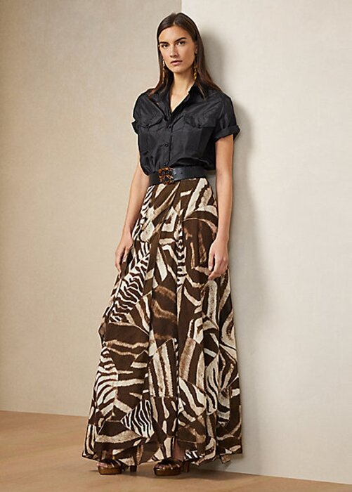 Brown Women’s Ralph Lauren Liliosa Zebra-Print Linen Voile Skirts Brown Women’s Ralph Lauren Liliosa Zebra-Print Linen Voile Skirts