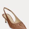 Brown Women’s Ralph Lauren Lolah Nappa Leather Slingback Heels