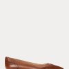 Brown Women’s Ralph Lauren Loraine Burnished Leather Ballet Flat Shoes