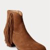 Brown Women’s Ralph Lauren Lucille Fringe-Trim Suedeie Boots