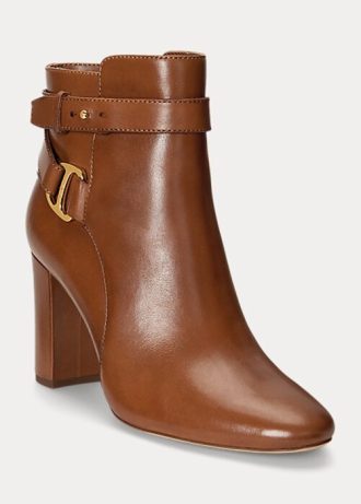 Brown Women’s Ralph Lauren Madelyn Burnished Leatherie Boots