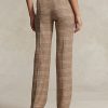 Brown Women’s Ralph Lauren Plaid Wool-Linen Tweed Straight-Leg Pants