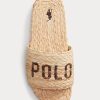 Brown Women’s Ralph Lauren Raffia Logo Slippers