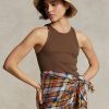 Brown Women’s Ralph Lauren Rib-knit Cotton Tanks