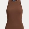 Brown Women’s Ralph Lauren Ribbed Cotton Tanks